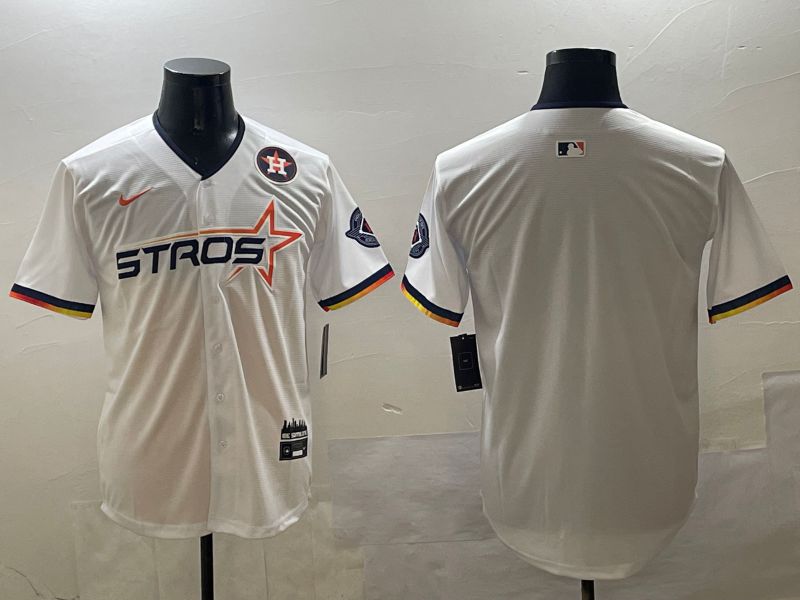 Men Houston Astros Blank White Three generations Joint Name 2025 Nike MLB Jersey style 3->houston astros->MLB Jersey